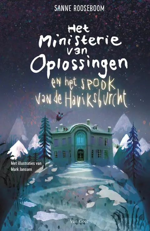 Omslag van Het Ministerie van Oplossingen en het spook van de Haviksburcht